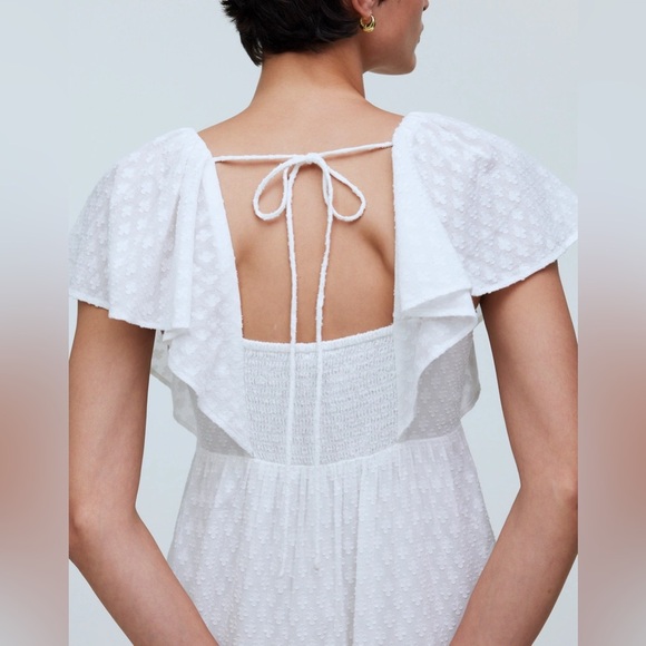 Madewell Tie-Back Flutter-Sleeve Tiered Midi Dress in White Size 4 - Picture 5 of 16